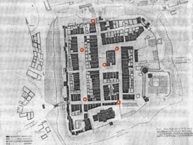 Rys. 2. Rozmieszczenie studni w Reszlu – plan miasta z 1806 roku wg K. Materna i G. Materna fot.Tadeusz Rawa
