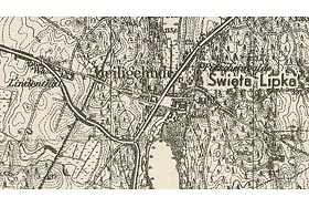 2. Fragment mapy okolicy Świętej Lipki wydanej w 1947 roku (mapa z napisem Święta Lipka, 311 kB)